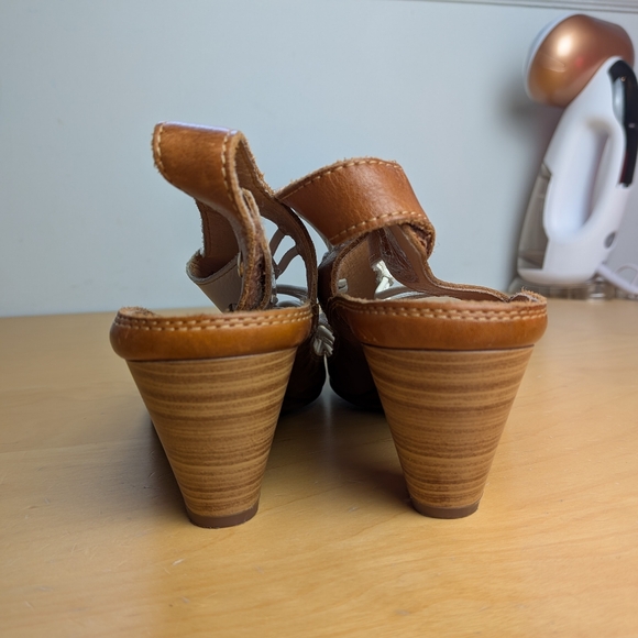 PIKOLINOS Women Heel Sandals Leather White Tan Size 40 = 9 US Velcro Closure - Picture 6 of 13